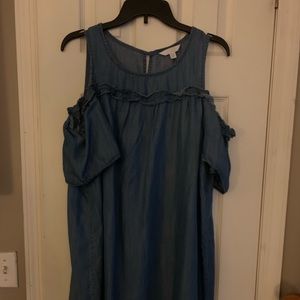 LC Lauren Conrad chambray cold shoulder dress